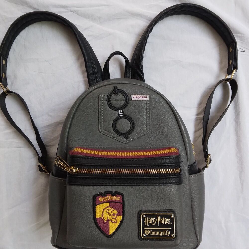 Harry Potter Loungefly Gryffindor Mini Backpack Gray Faux Leather Cosplay - Picture 3 of 12